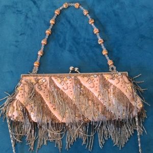 Beaded pink shoulder/crossbody bag